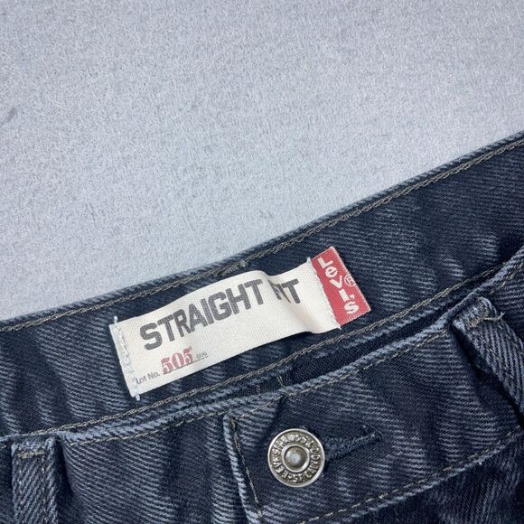 VTG Levi's 505 Jeans Men 32x30 Black Dark Wash‎ Denim Straight Leg Tag 33x32 - Picture 6 of 12